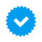 Selo de verificado da cor azul. Selo de verificado da cor azul.